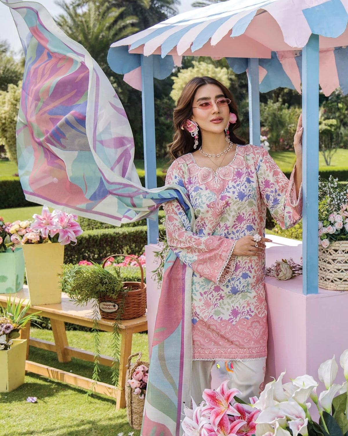 Pastel Floral Bloom Lawn Printed 3-Piece Suit