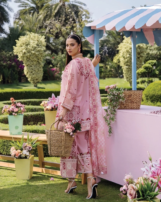 Blush Pink Floral Lawn Printed 3-Piece Suit