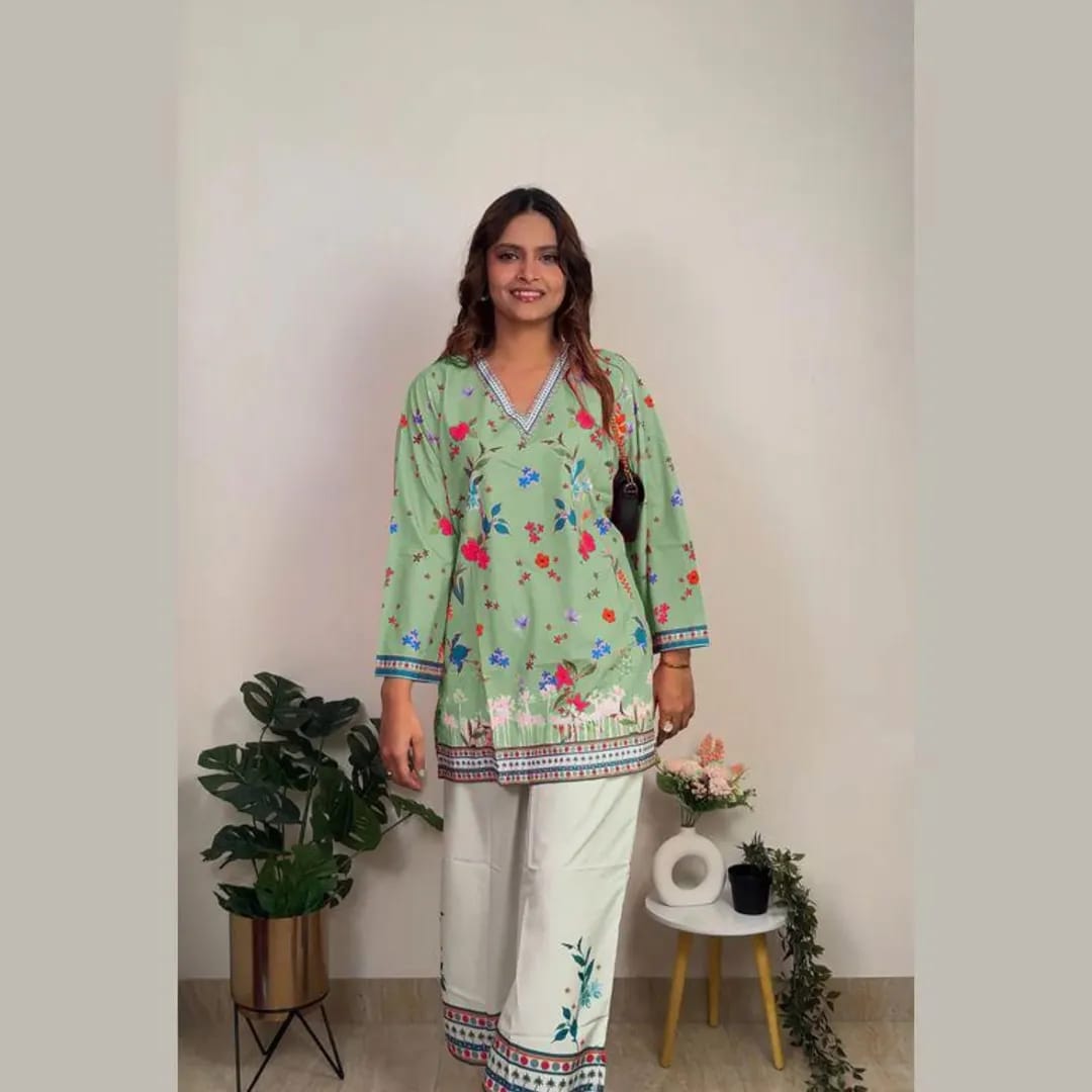 Mint Meadow Floral Tunic & Culotte Set