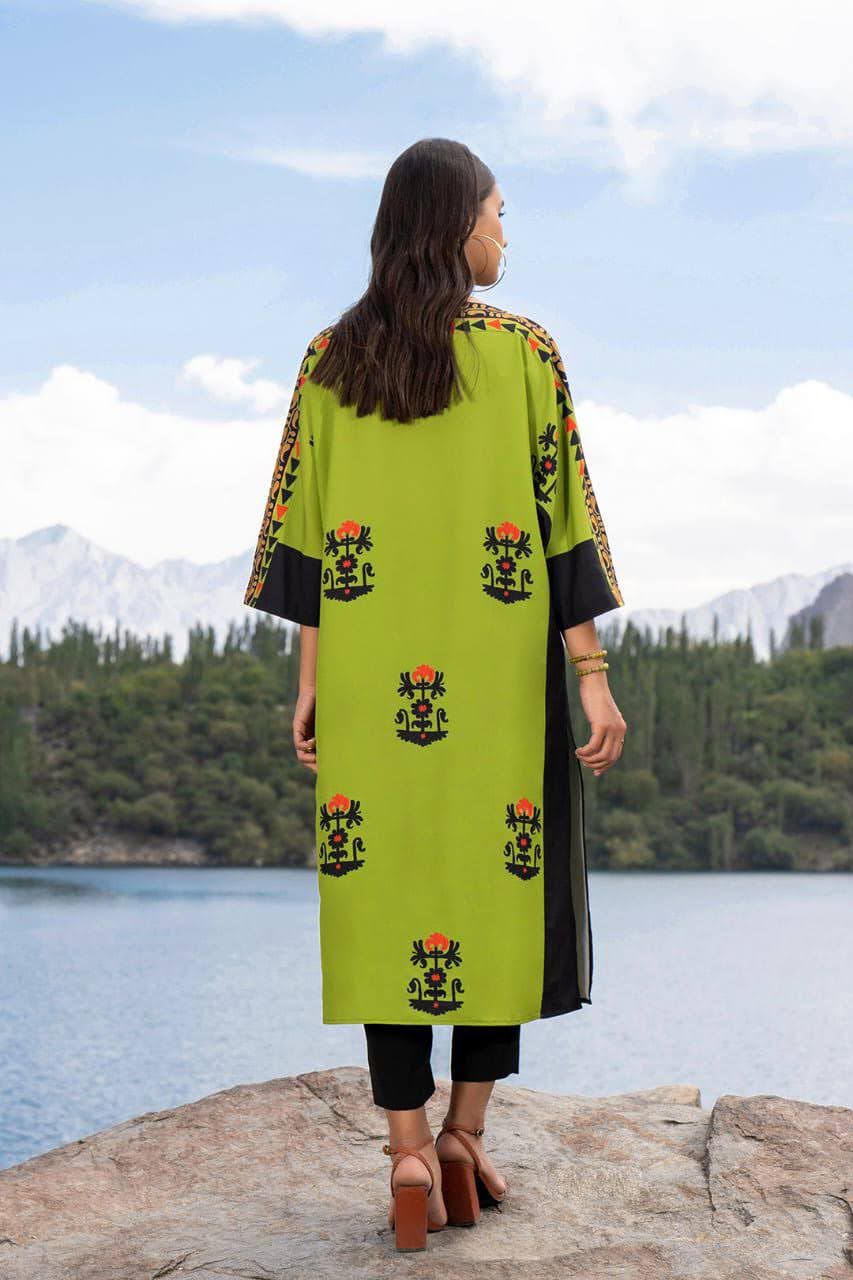Electric Lime Folk-Art Tunic & Dupatta Set