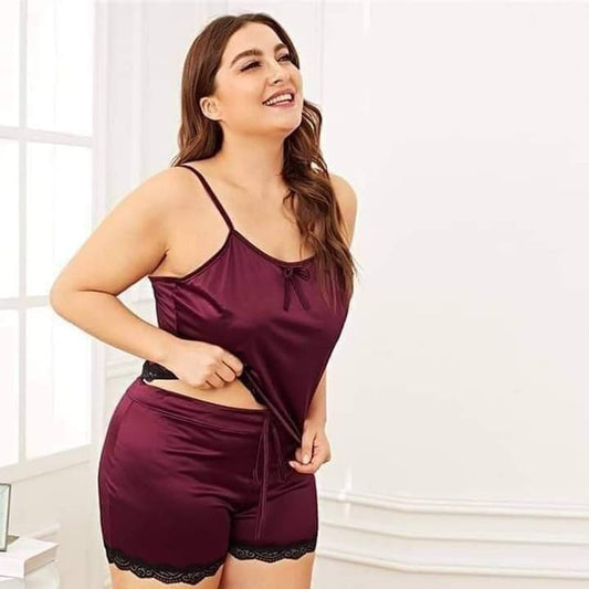 Luxurious Satin Silk Ladesi Cami Loungewear Set - 2 Piece