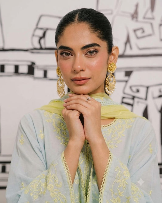 Pastel Lemon Drops – 3-Piece Embroidered Lawn Suit