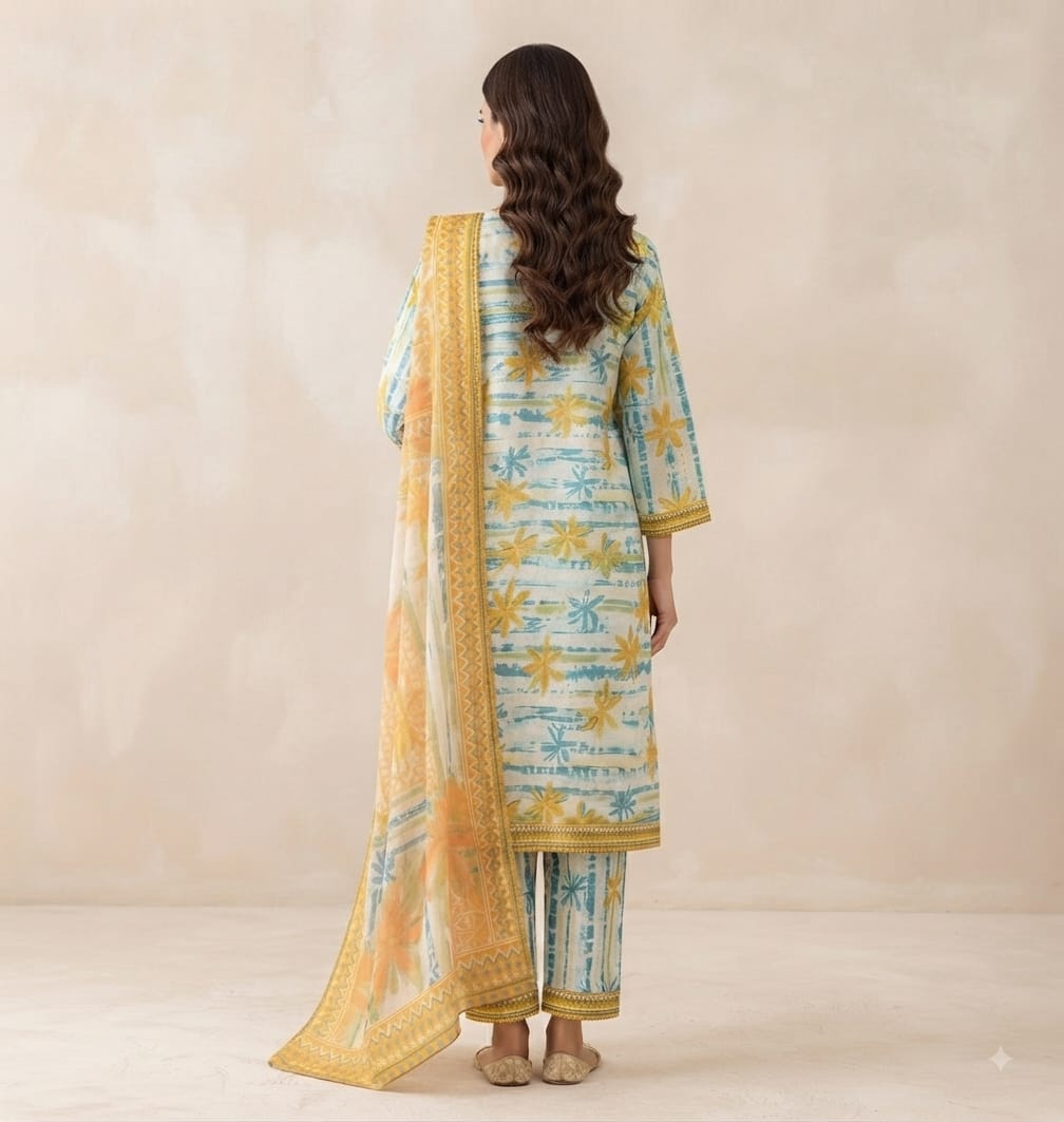 Sunlit Flora Pure Lawn 3-Piece Stitched Suit