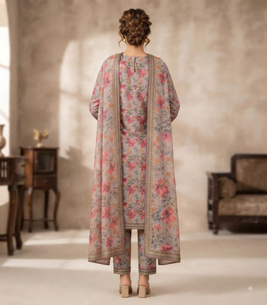Blossom Mist Printed Pure Lawn 3-Piece Stitched Suit