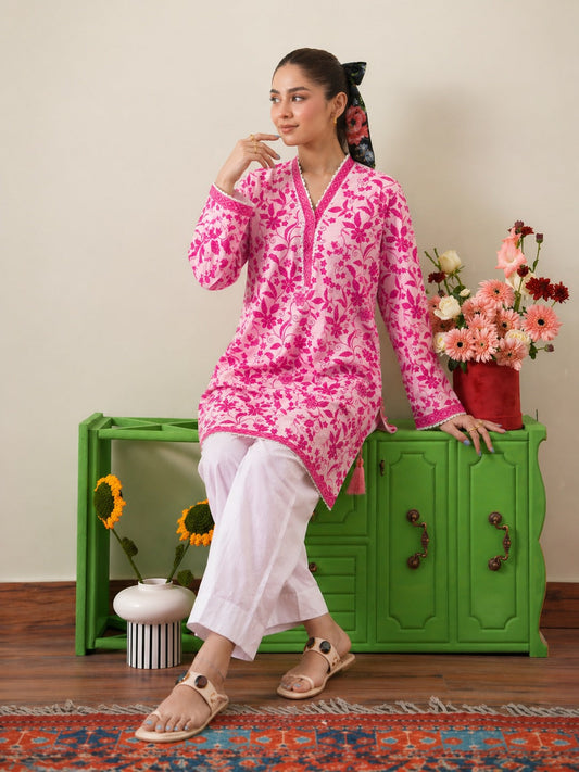 Rose Botanical Pret Vine Filigree Kurta & Farshi Shalwar