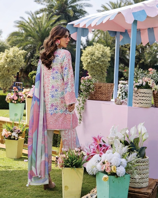 Pastel Floral Bloom Lawn Printed 3-Piece Suit