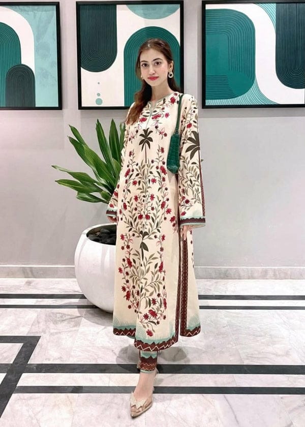Ivory Gardenia Printed Co-ord Maxi Set