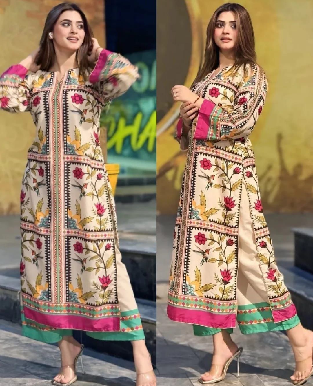Earthy Botanical Geometric Maxi Set