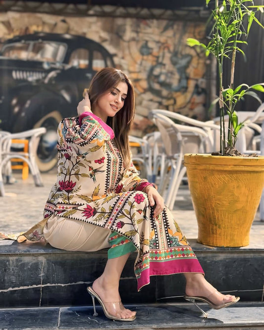 Earthy Botanical Geometric Maxi Set