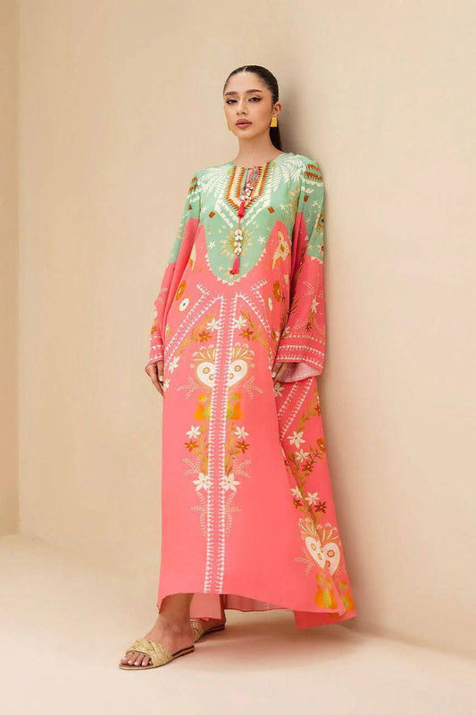 Sunset Coral & Sage Bohemian Tunic