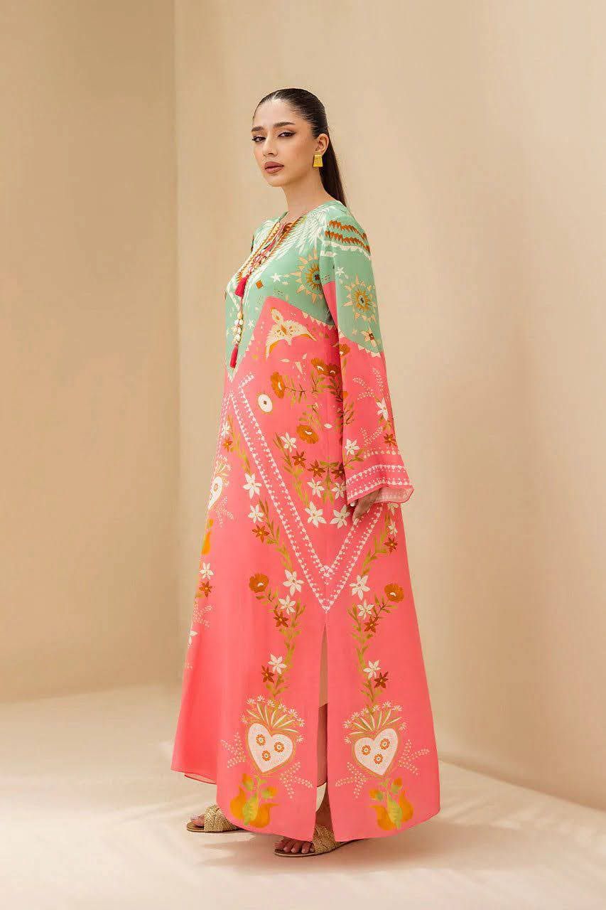 Sunset Coral & Sage Bohemian Tunic