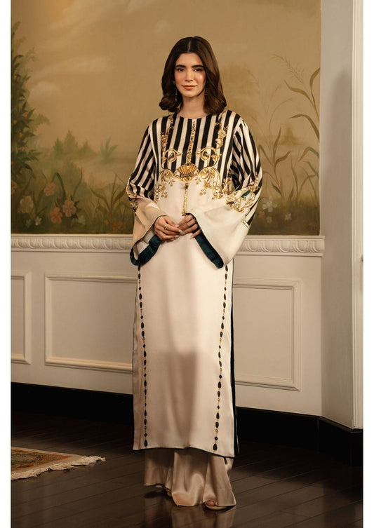Midnight Baroque Striped Silk Kaftan