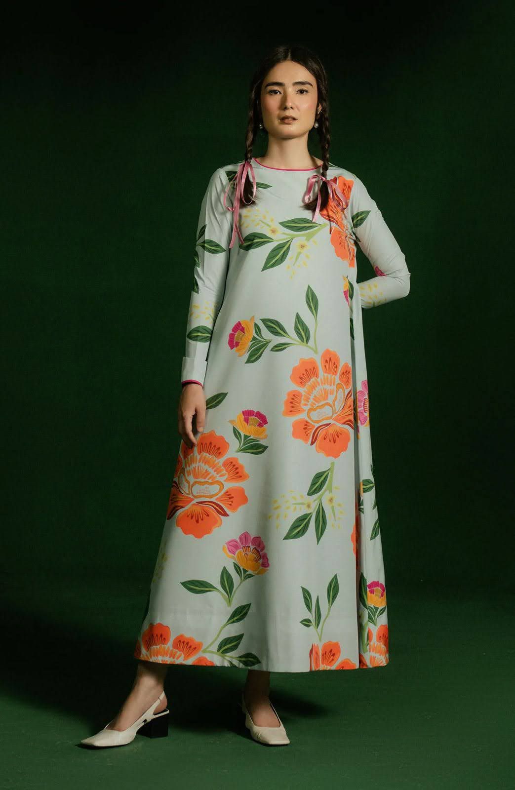 Floral Symphony Maxi Dress in Sage Mist