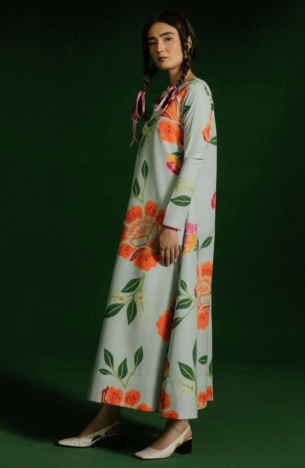 Floral Symphony Maxi Dress in Sage Mist