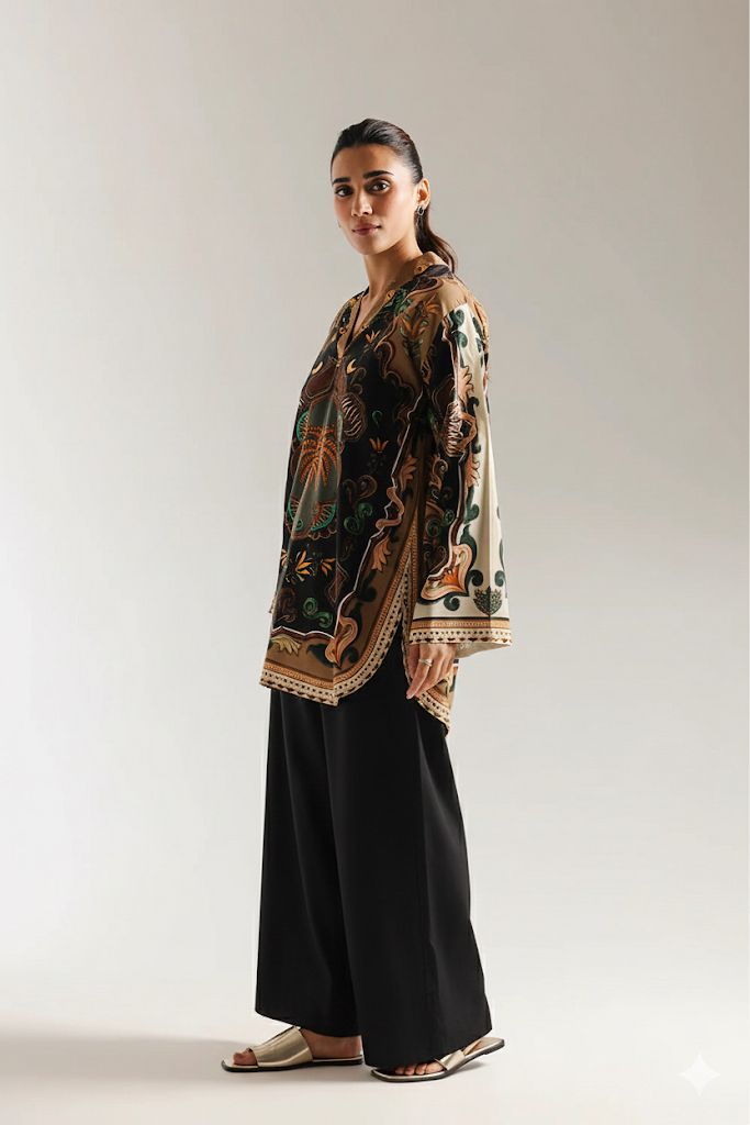 Mystic Palm Printed Ethnic Tunic - Kurti & Farshi Shalwar