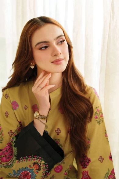 Mustard Floral Printed Kurta with Farshi Shalwar for Women | Elegant Casual & Festive Wear