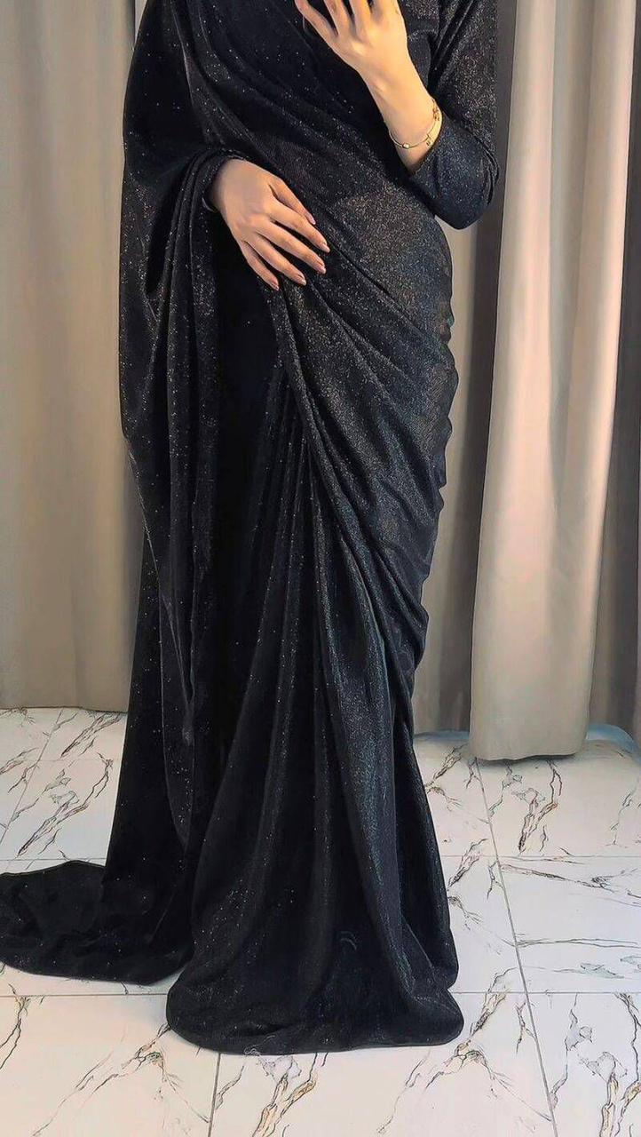 Starlight Shimmer Saree – Glitter Sequin Fabric with Matching V-Neck Blouse