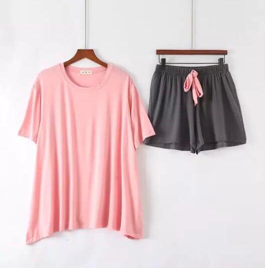 Women's Soft Jersey Short-Sleeve T-Shirt & Lounge Shorts Set – 2-Piece