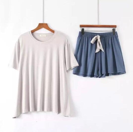 Women's Soft Jersey Short-Sleeve T-Shirt & Lounge Shorts Set – 2-Piece