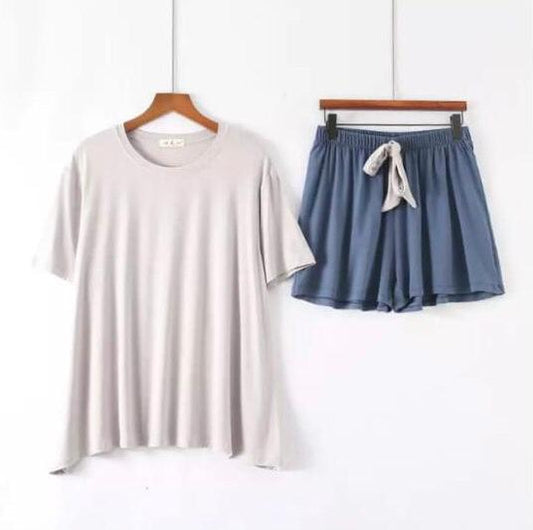 Women's Soft Jersey Short-Sleeve T-Shirt & Lounge Shorts Set – 2-Piece