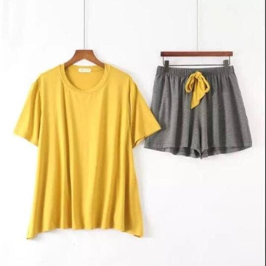 Women's Soft Jersey Short-Sleeve T-Shirt & Lounge Shorts Set – 2-Piece