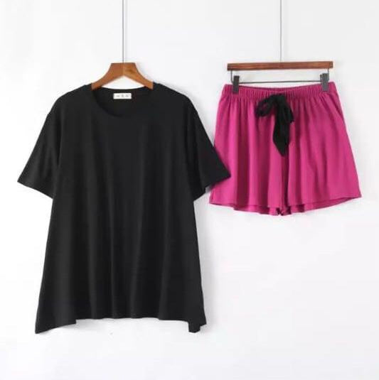 Women's Soft Jersey Short-Sleeve T-Shirt & Lounge Shorts Set – 2-Piece