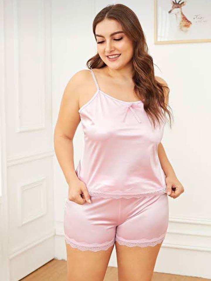 Luxurious Satin Silk Ladesi Cami Loungewear Set - 2 Piece
