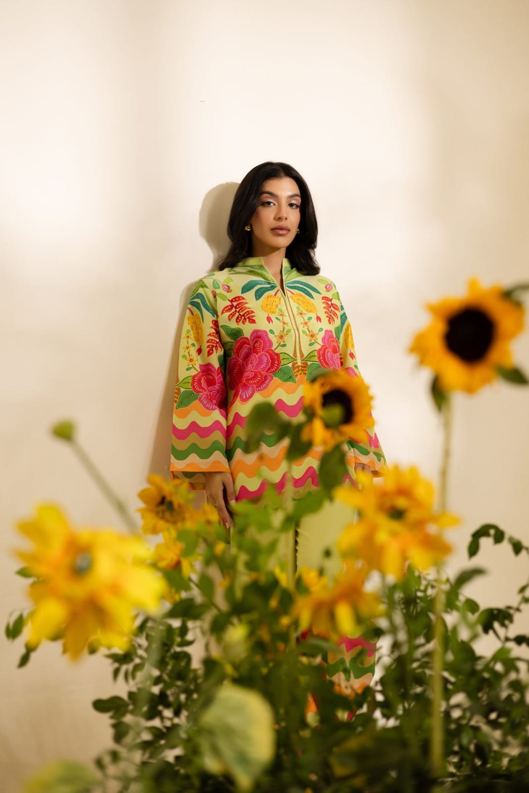 Vibrant Floral & Wavy Printed 2-Piece Co-ord Set