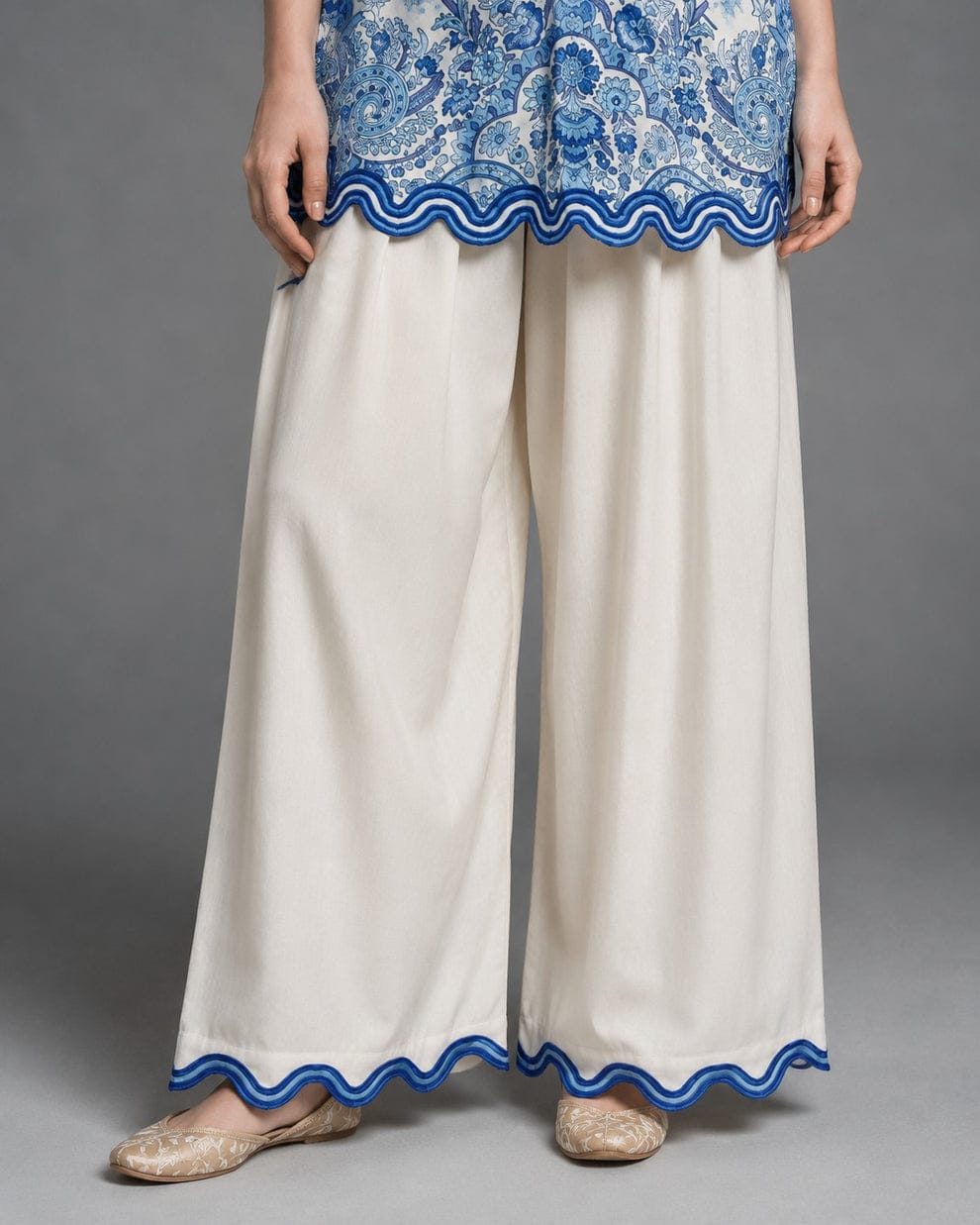 Ocean Breeze Scalloped Printed Lawn Suit – 2 Piece