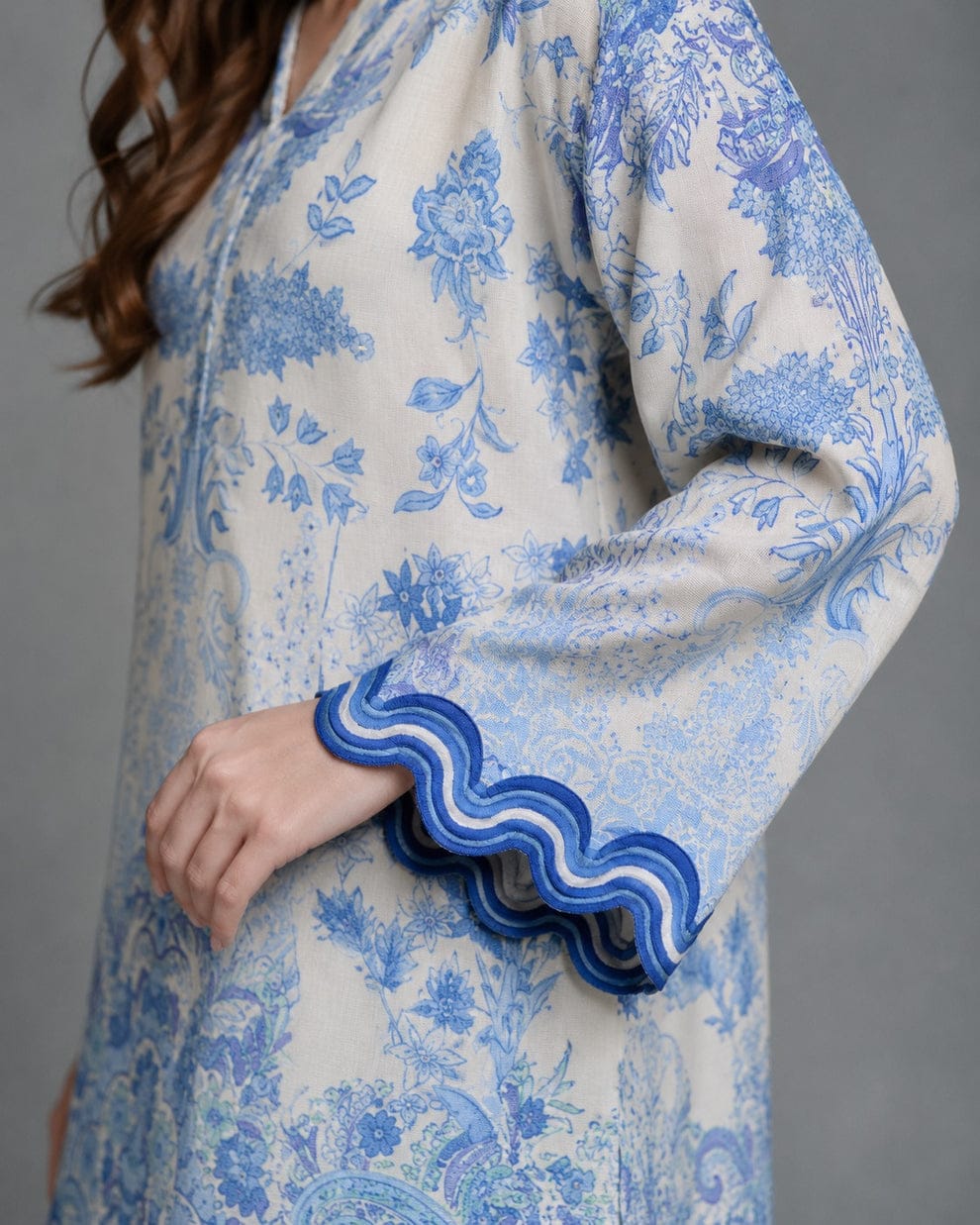 Ocean Breeze Scalloped Printed Lawn Suit – 2 Piece