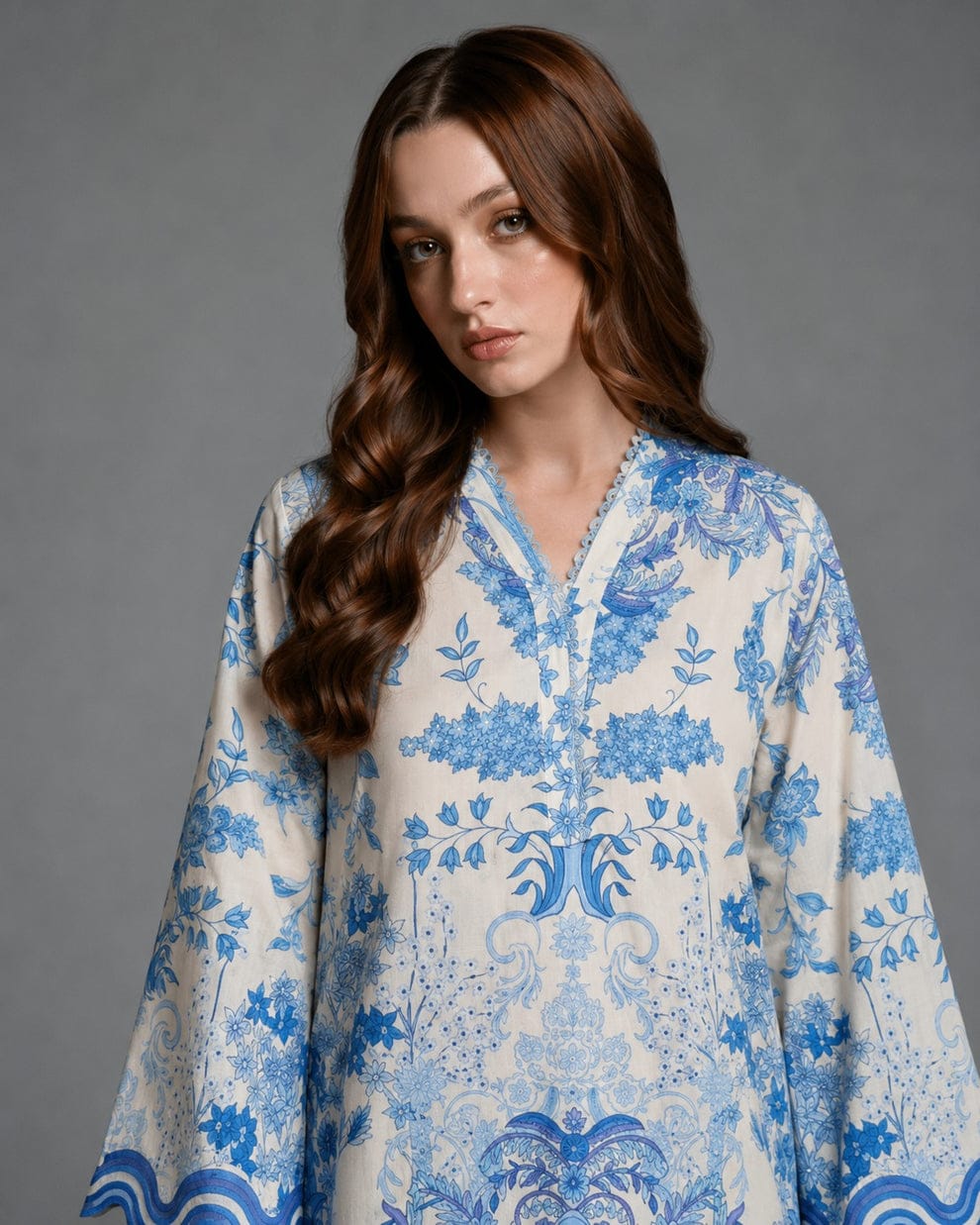 Ocean Breeze Scalloped Printed Lawn Suit – 2 Piece