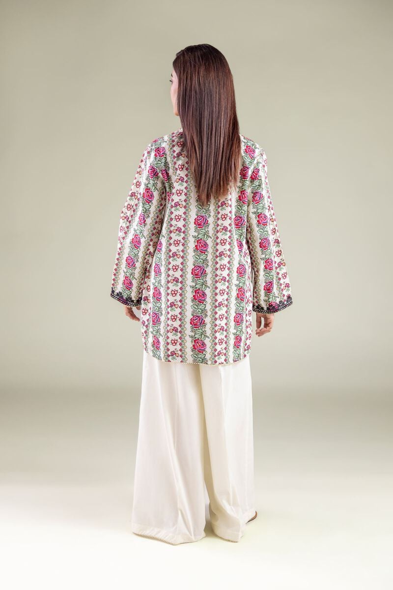 Off-White Vintage Rose Printed Lawn Tunic with Farshi Shalwar – 2 Piece