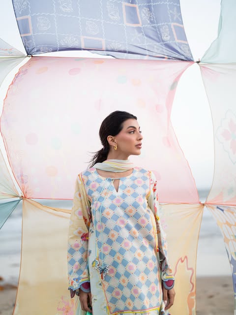 Ocean Breeze – 3-Piece Printed Lawn Suit