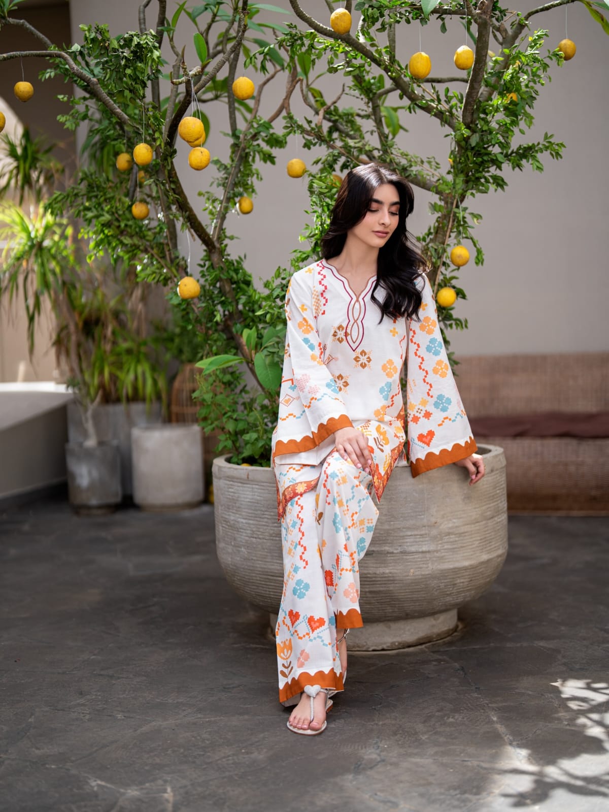 Citrus Mosaic – 3-Piece Printed Lawn Suit