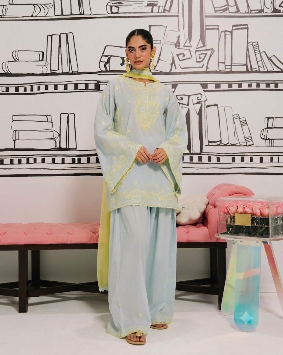 Pastel Lemon Drops – 3-Piece Embroidered Lawn Suit