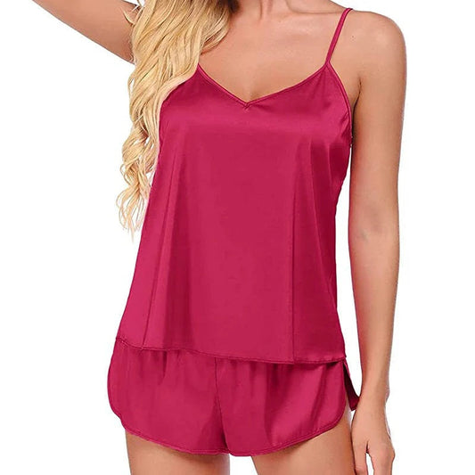 Silk Satin Cami & Shorts Nightwear Set – 2-Piece Sleepwear