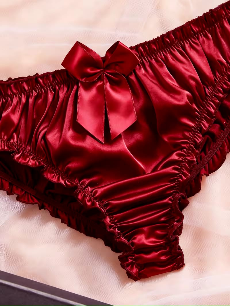 Velvet Rose Satin Silk Off-Shoulder Crop Top & Panty Set