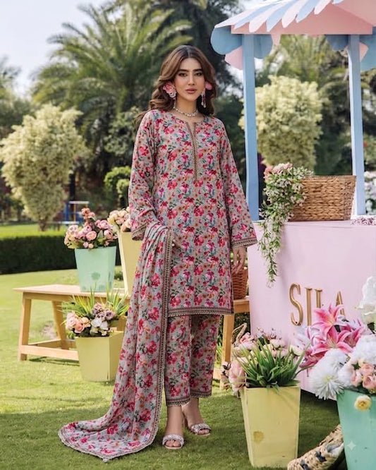 Rose Garden Printed Pure Lawn 3-Piece Stitched Suit