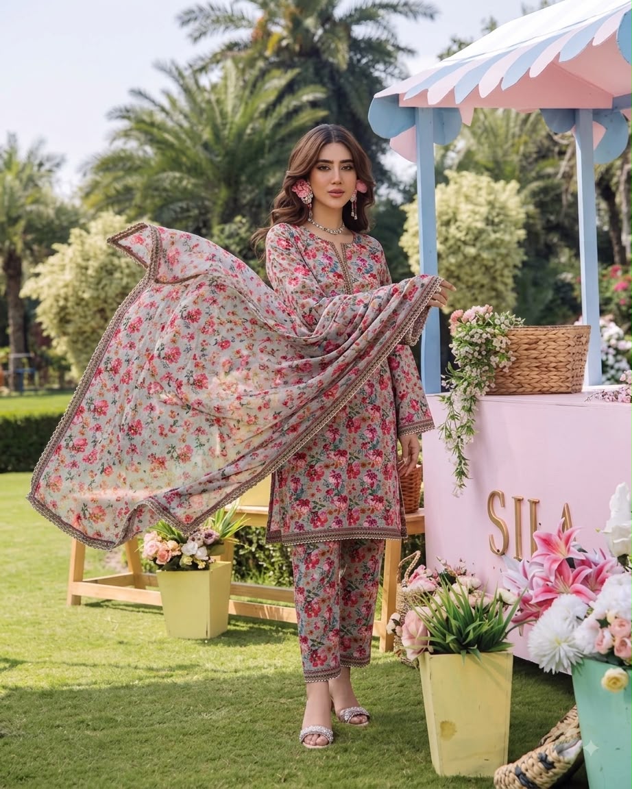 Rose Garden Printed Pure Lawn 3-Piece Stitched Suit