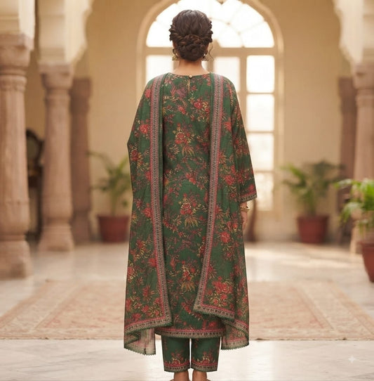 Emerald Floral Printed Pure Lawn 3-Piece Stitched Suit