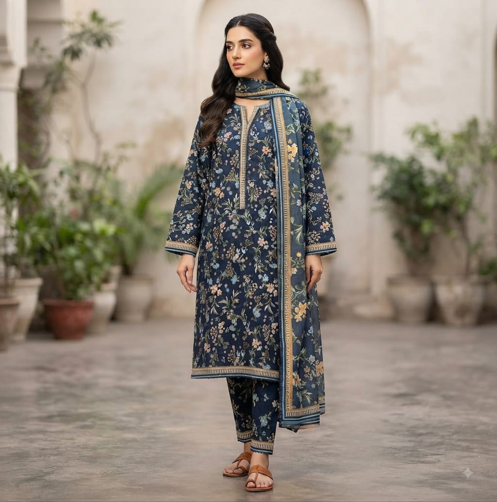 Midnight Garden Printed Pure Lawn 3-Piece Stitched Suit