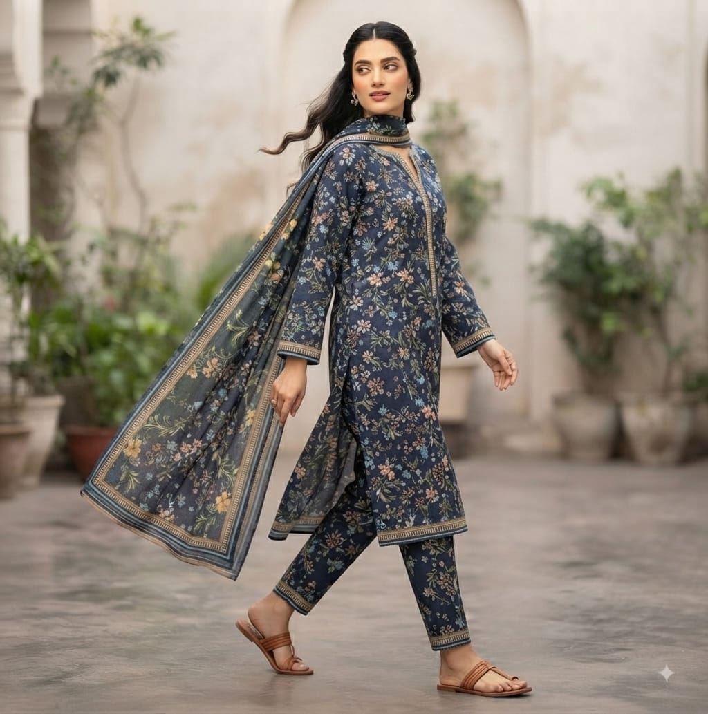 Midnight Garden Printed Pure Lawn 3-Piece Stitched Suit
