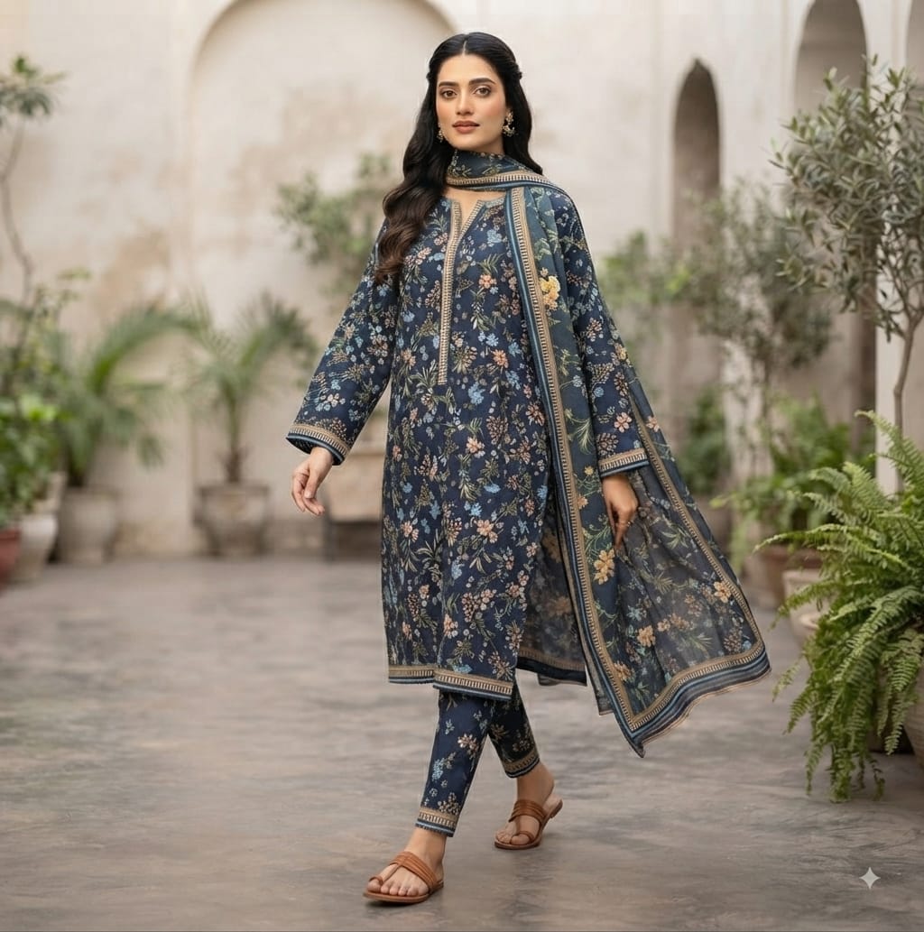 Midnight Garden Printed Pure Lawn 3-Piece Stitched Suit