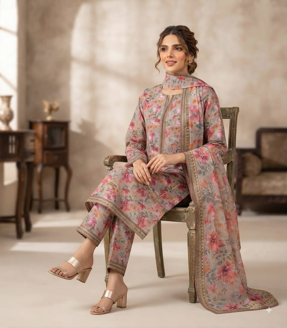 Blossom Mist Printed Pure Lawn 3-Piece Stitched Suit