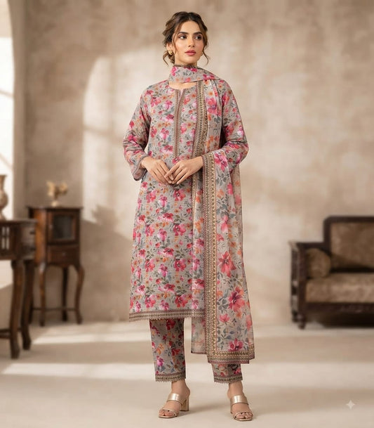 Blossom Mist Printed Pure Lawn 3-Piece Stitched Suit