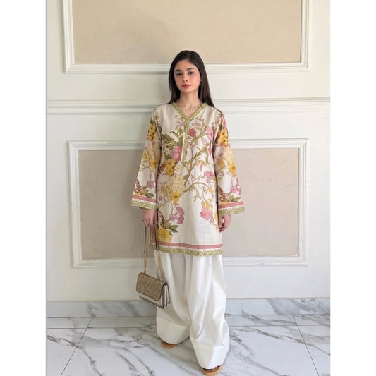 Premium Swiss Lawn Digital Printed Kurti with Classic Farshi Shalwar Set – 2-Piece