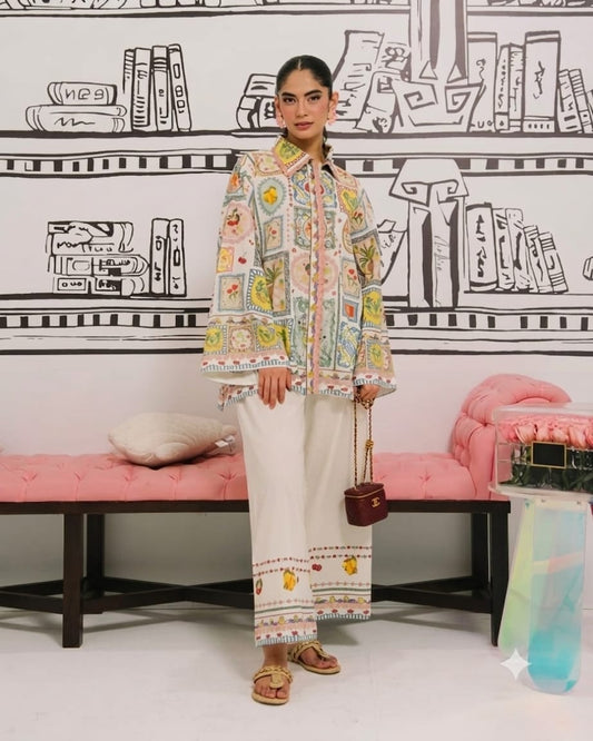 Vintage Postcard – 3-Piece Printed Lawn Suit