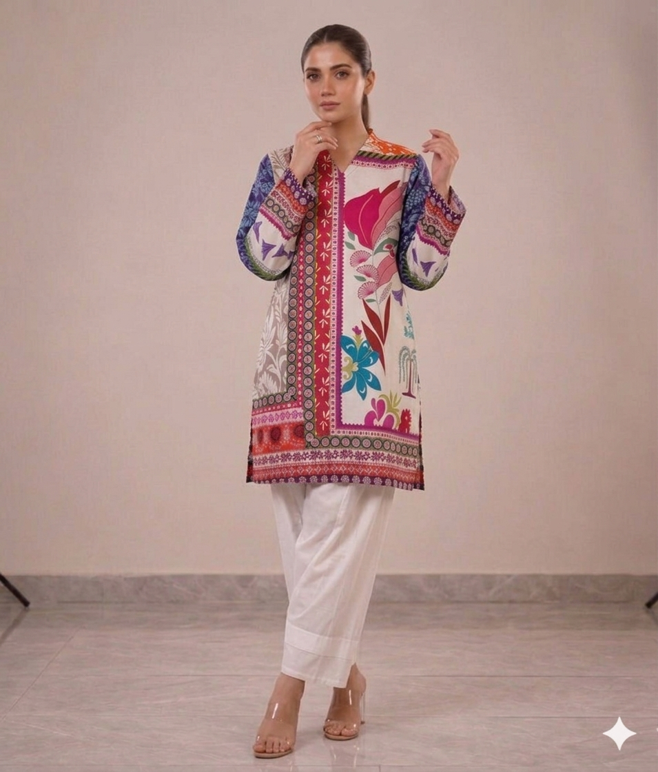 Amethyst Abstract Collage Kurta & Farshi Shalwar