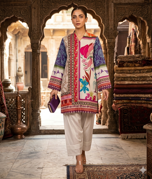 Amethyst Abstract Collage Kurta & Farshi Shalwar