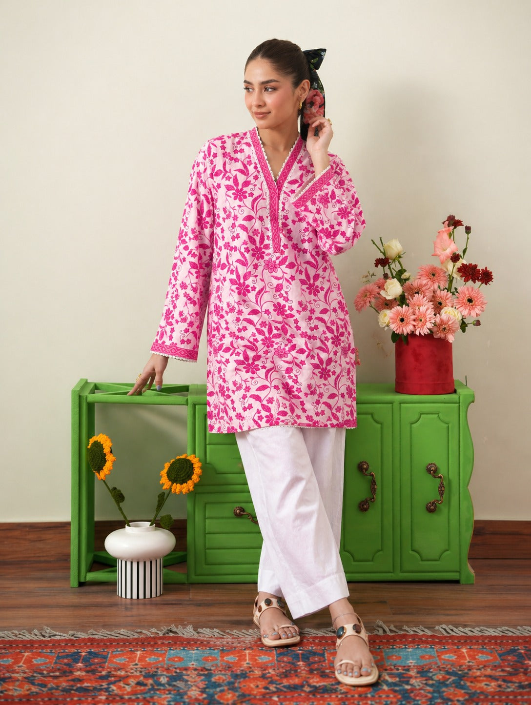 Rose Botanical Pret Vine Filigree Kurta & Farshi Shalwar